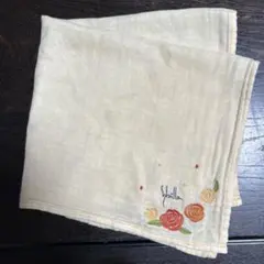 Sybilla シビラ 花柄刺繍ガーゼハンカチ