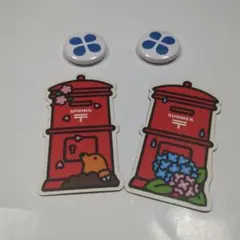 郵便局 ポスト型マグネット＆ピンバッジ セット