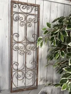 アンティーク アイアン パネル フレーム 25cm×65cm ホワイト リメイク