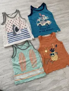 タンクトップ4枚セット　サメ　サーフ　パイナップル