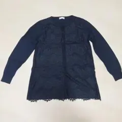 earth music&ecology ネイビー レース長袖トップス