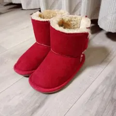 赤いスエード風ブーツ ミニ丈