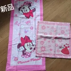 新品　ミニーちゃん　ミニーマウス　フェイスタオル　ハンドタオル　ドレス　ワッペン