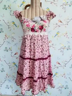 花柄フリル袖ロリータドレス