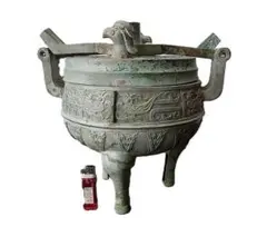 中国古美術 青銅器 禮器 盛酒器 斝 饕餮文 唐物 彫刻 骨董 供物器 時代
