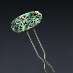 かんざし　透かし花図　緑　玉　金具K9 簪　髪飾り　和小物　R1716