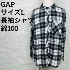 GAP ギャップ 長袖シャツ ネルシャツ チェック柄 ブラック ホワイト