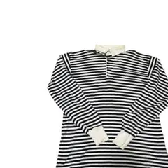 黒と白のストライプ 長袖ポロシャツ 海外 ヴィンテージ 古着