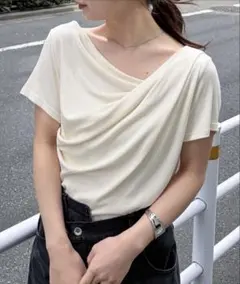 2WAYドレープオフショルリブＴシャツ/接触冷感・UV対策のサムネイル