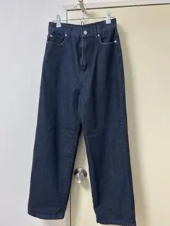 ストレートデニム ダークブルー ウエストゴム付き