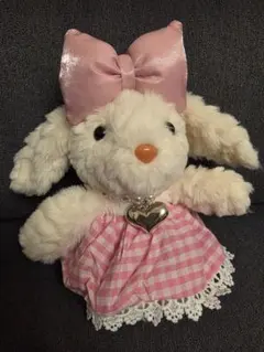 Loveうさぎのぬいぐるみ Bunnyピンク MINISO キーホルダー リボン