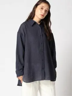 JEANASIS 　シアーチェック　シャツ　ブルー　ジーナシス