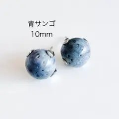 青サンゴ　10mm 一粒　ピアス