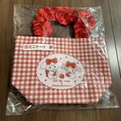 サンリオキャラクター 赤 チェック柄 ミニトート