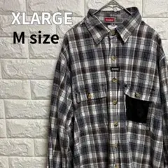 【希少】XLARGE ネルシャツ 異素材メッシュ切替 90s オールド Mサイズ