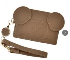 【新品未開封】ミッキー耳付きブラウンパスケース/LATTE COORDINATE