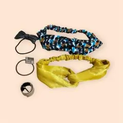 ヘアアクセサリー5点セット ヘアゴム ヘアバンド クリップ ターバン ロールカフ