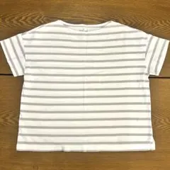 【美品】無印良品 ボーダー半袖Tシャツ ボートネックグレー×ホワイト