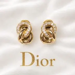 超美品 Dior イヤリング クリップ式 ゴールド ラインストーン