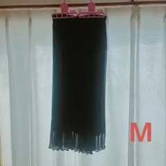 UNIQLO シフォンロングプリーツスカート ブラック/M
