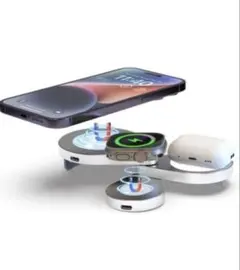 3in1 ワイヤレス充電 マグネット 360度回転 iPhone 8以降機種対応
