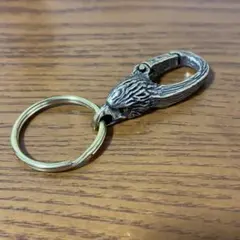 真鍮 鷲 カラビナフック キーホルダー キーリング 二重リング