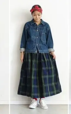 ichi Antiquites❣️リネンチェックスカート
