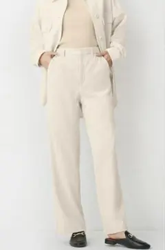 GU ライトコーデュロイストレートパンツ ホワイト S