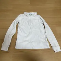 体操服　１５０cm　長袖　白　襟付き　ファスナー　ホワイト