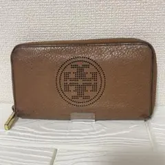 Tory Burch 長財布 ブラウン　レザー ラウンドファスナー