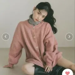 VANNIEU ピンク ミックスオーバーニットカーディガン