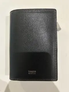 TAKEO KIKUCHI ブラックレザー 二つ折り財布