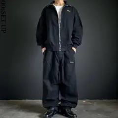 美品 D.O.P ダック地 ブラックデニムセットアップ上下 XLサイズ B系