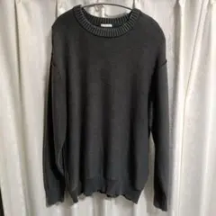 GU ジーユー ガーメントダイニットプルオーバー 長袖 グレー L メンズ