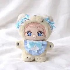 10〜12cm ぬいぐるみ ぬい服 いつぬい スタイ&ヘッドドレス 水色