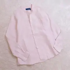 Dana Faneuil ダナファヌル　ピンクリネンシャツ　ブラウス　ノーカラー