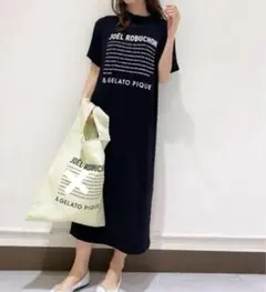 新品ジェラート ピケJoel RobuchonレーヨンロゴワンピースF 接触冷感