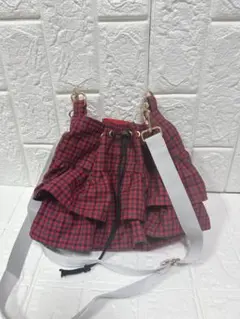 在庫処分‼︎‼︎チェック柄 フリル 巾着 ショルダーバッグ