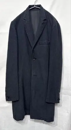 I.k.Dhyanaウールリネン製品染めチェスターコート/backlashレザー