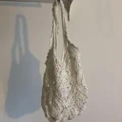 ホワイト かぎ針編み トートバッグ