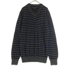 ギャップ　Vネック ボーダーニット　【美品】　グレー ネイビー　M