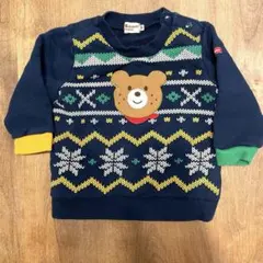 ミキハウス　ビスケット クマ刺繍 トレーナー 80