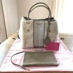 未使用♡ケイトスペード♡ショルダーバッグ♡ボア×レザー♡ベージュ系