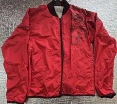 adidas レッド ジップアップジャケット ポリエステル100%