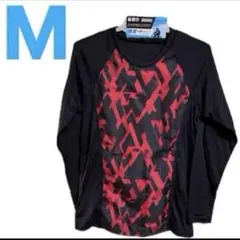 M●黒×赤●CLOSSHI★WARM&OUTDOOR★裏起毛★メンズ丸首シャツ