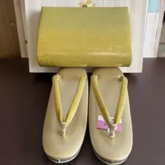 和装バッグ＆草履セット　緑がかったゴールド〜ゴールドのグラデーション