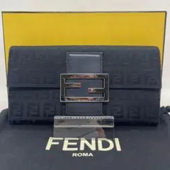 【美品】フェンディ 8M0021 ズッキーノ キャンバス 長財布 小銭入れ付 黒のサムネイル