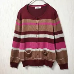 JUDY COLLECTION✨極美品 ボーダー ラメ ニット カーディガン Lのサムネイル