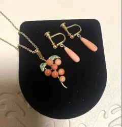 沖縄産 本珊瑚 ネックレス&イアリング セット