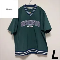 【Quash】 カレッジロゴ VネックTシャツ L オーバーサイズ 新品